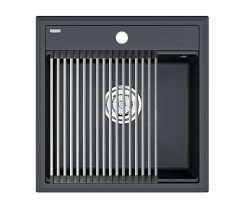 Кухонная мойка + коландер Paulmark PM115051-AN+R375-BS 50х50 цвет черный